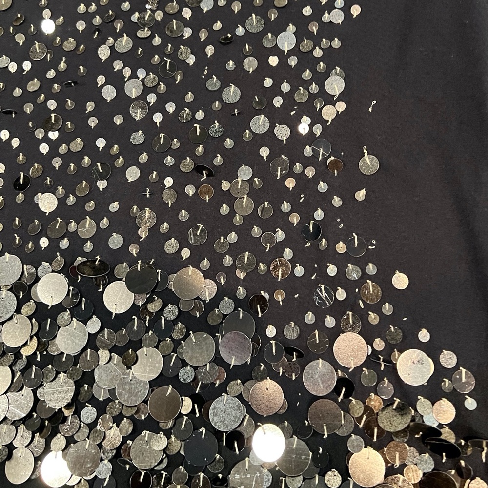 BUI DE BARBARA BUI EMBELLISHED BLACK TUNIC COTTON T SHIRT W SEQUINS & PAILLETTES - Picture 12 of 16